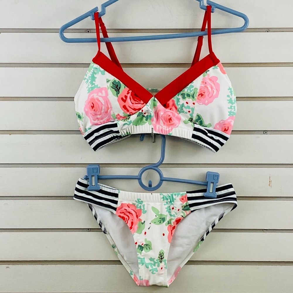 Womens L‎ Cupshe Two Piece Swimsuit Floral Stripe Bikini